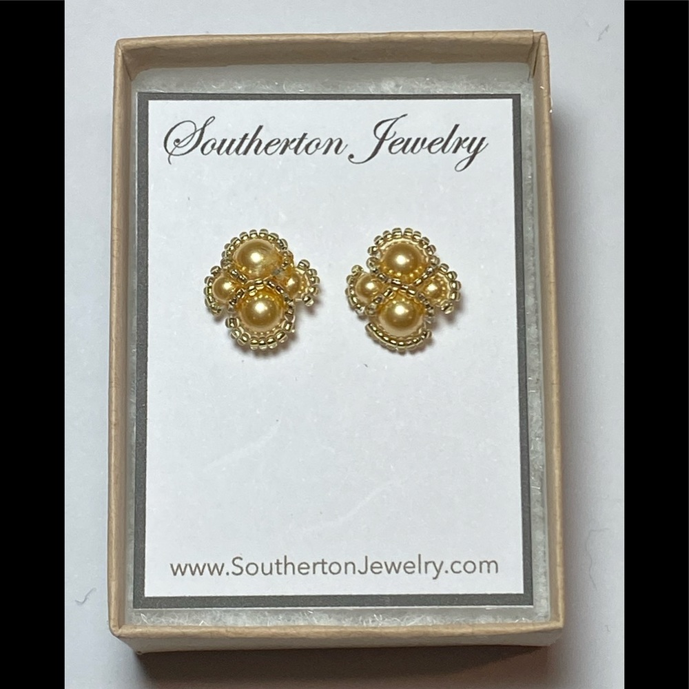 SJC .925 Swarovski Crystal Pearl Post Earrings - Picture 4 of 5